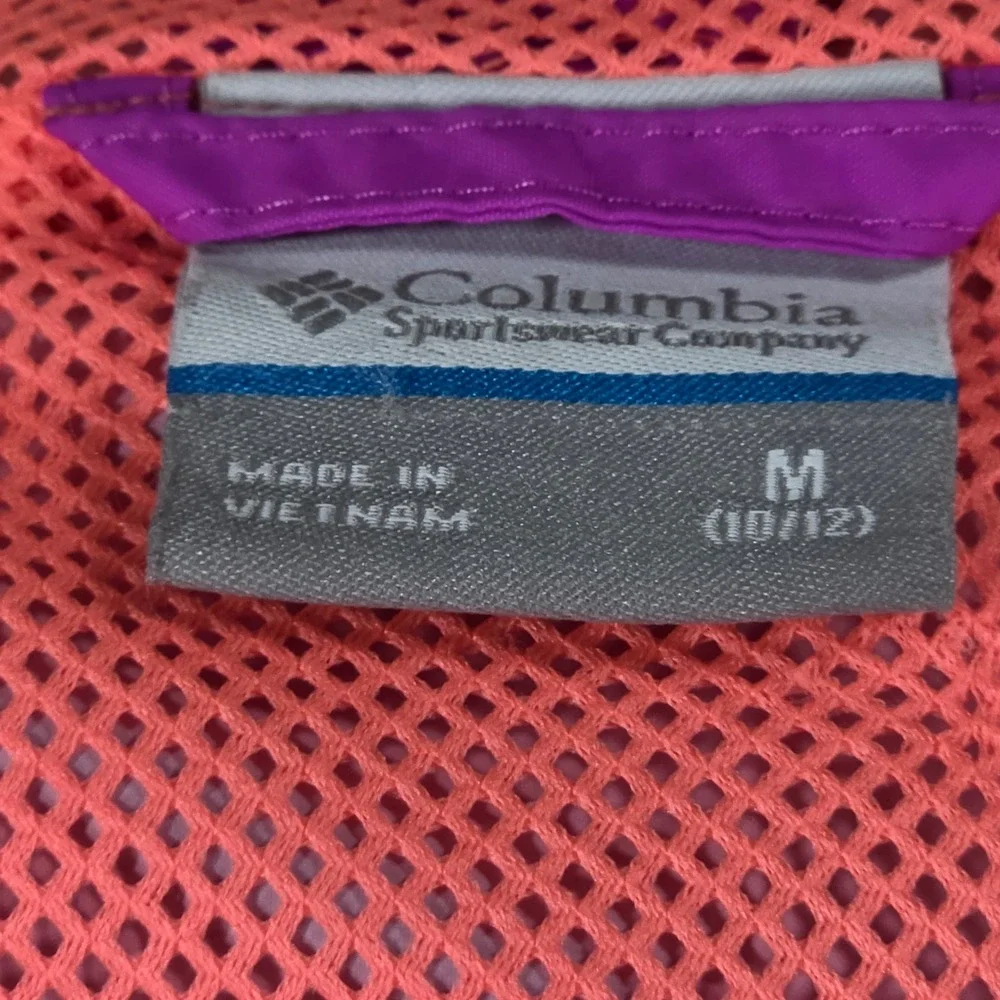 Columbia Rain Jacket Kid M 10/12 Purple Excellent Omni-Tech Waterproof Shell